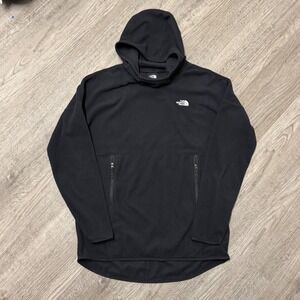 The North Face Womens Fleece Hoodie Black Pullover Size S Zippered Pockets